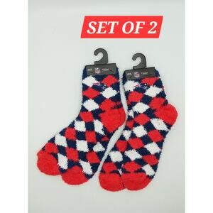 New England Patriots Set of 2 Pairs Diamond Pattern Fuzzy Socks Size OSFM
